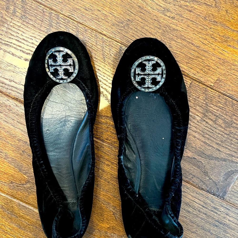 Tory Burch Black velvet ballet flats